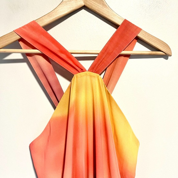 Sundance Maxi Dress Rainbow Sherbet Ombre Flowy Maxi Chiffon Halter BRAND NEW - Picture 3 of 10